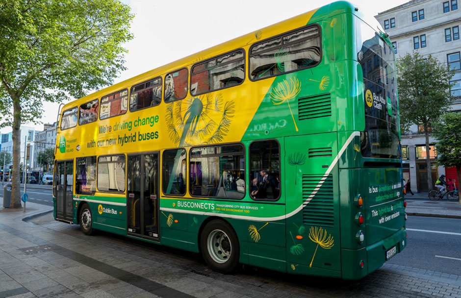 Hybrid Dublin Bus in O'Connell Street