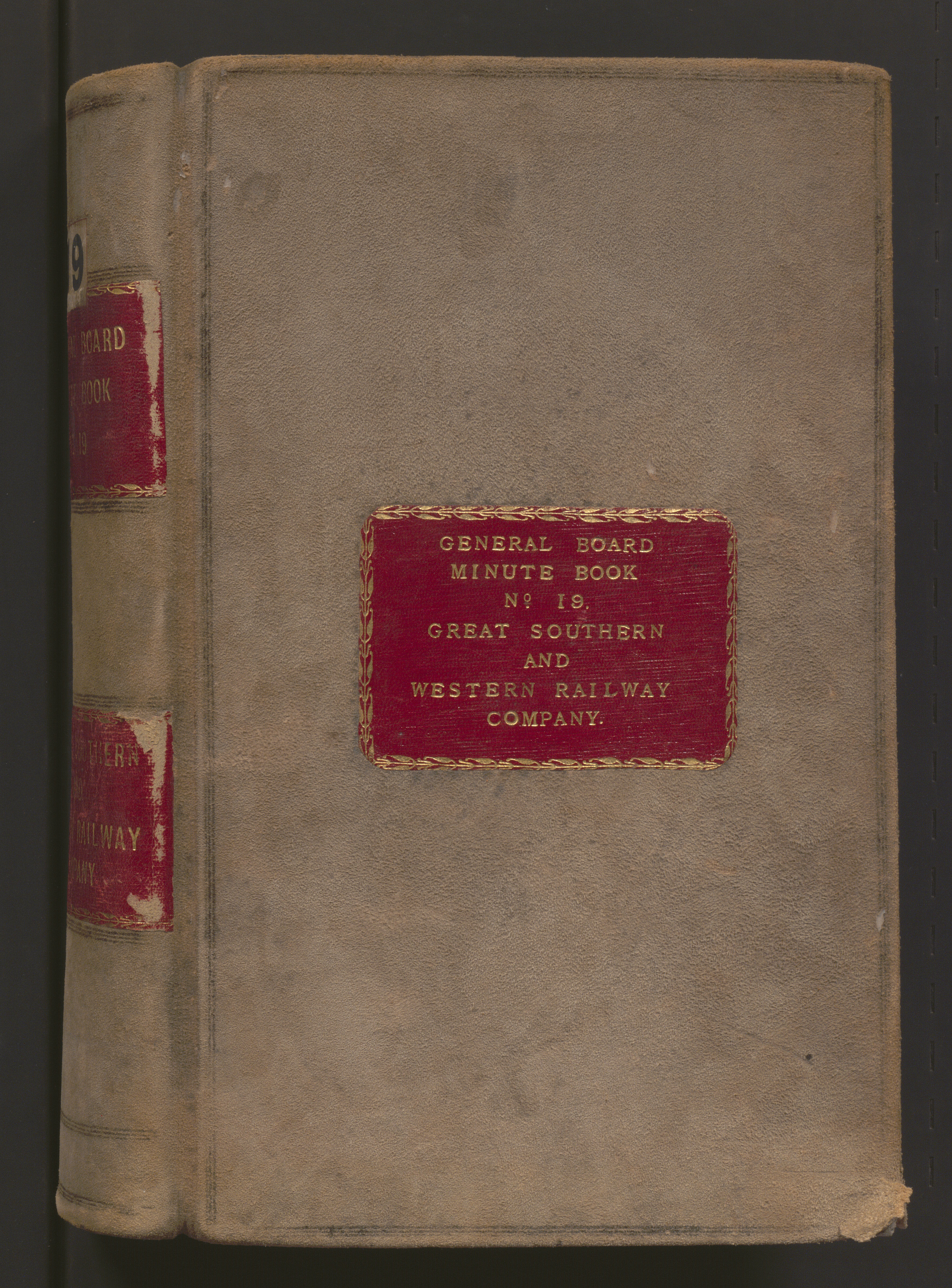 Cover of GSW board minute book 1902-1907