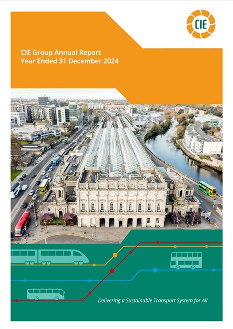 front cover of 2024 annual report, image is an aerial view of Heuston Station 